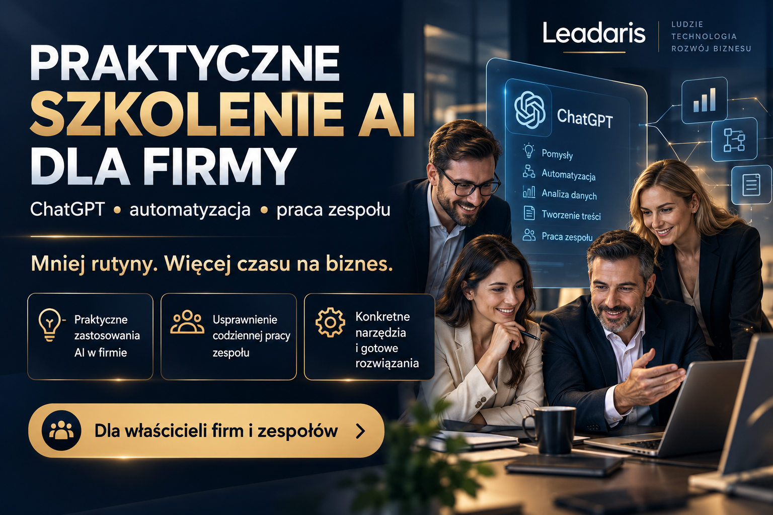 Praktyczne szkolenie AI dla firmy - ChatGPT, automatyzacje i praca zespołu