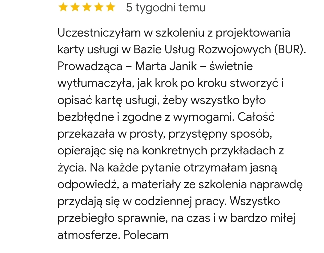 Szkolenie z przygotowania kart usług w BUR